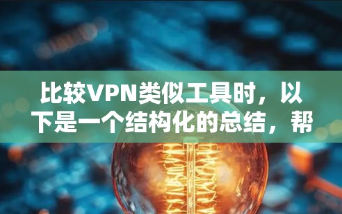 比较VPN类似工具时，以下是一个结构化的总结，帮助你更清晰地了解每个工具的特点及其适用场景