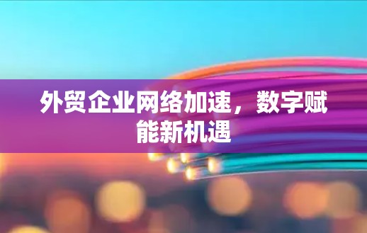 外贸企业网络加速,数字赋能新机遇