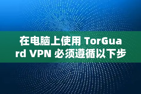在电脑上使用 TorGuard VPN 必须遵循以下步骤